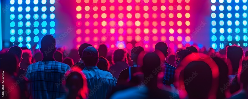 Crowd queues at nightclub entrance potential dangers . Concept Nightclub Safety, Event Management, Crowd Control, Security Measures, Risk Assessment