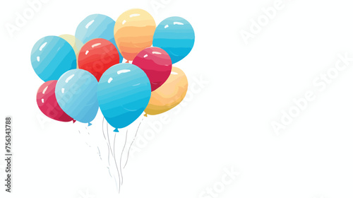 A bundle of vibrant helium balloons lifting a child
