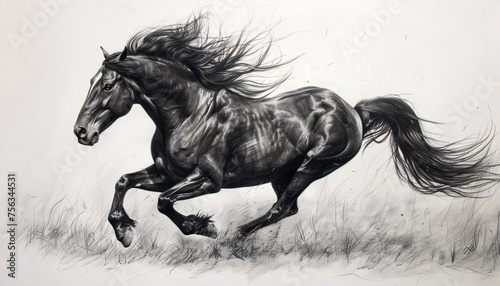 Fiery Black Horse A Tribute to the Month of Love Generative AI © Riya