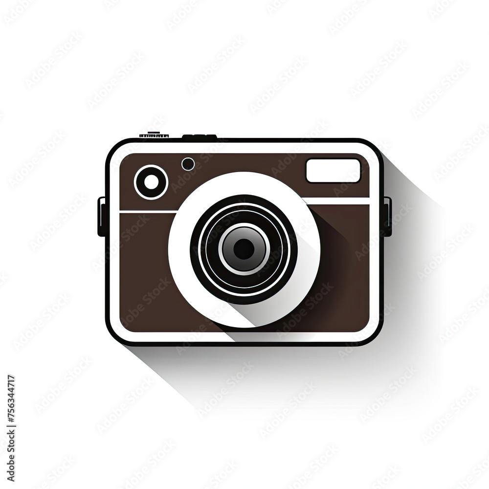 Camera Casting Long Shadow on White Background Camera Casting Long Shadow on White Background
