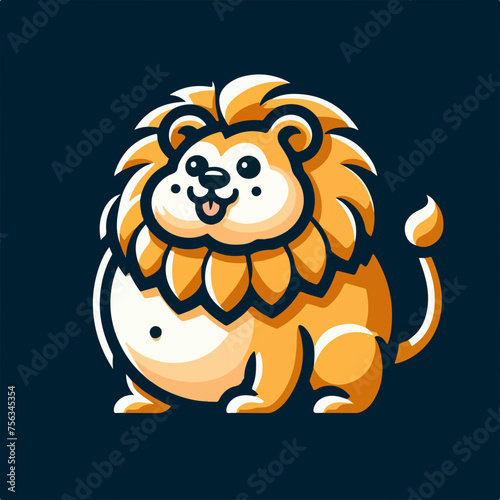 Fototapeta Naklejka Na Ścianę i Meble -  Fat lion illustration logo icon sticker tattoo vector.