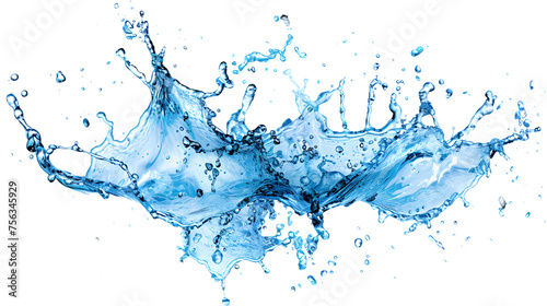 blue .water splash isolated on white background. png