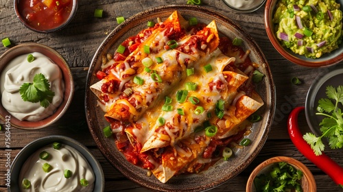 Cheesy Enchiladas with a Side of Guacamole A Delicious Dish for National Enchilada Day Generative AI