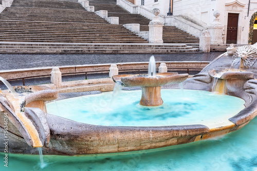 Fontana della Barcaccia, Piazza di Spagna Rome, Italy. photo