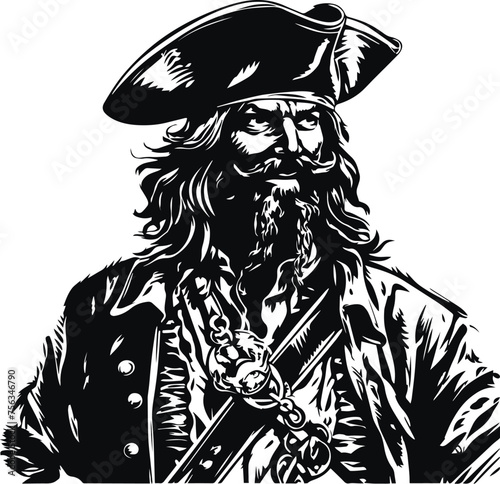 Pirate in head, Pirate Vector illustration on white background