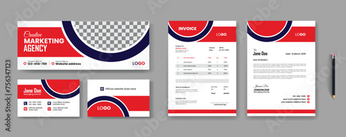 Corporate company branding stationary identity items  template design includes business cards, letterhead, invoices  and complete set of business profile guideline pack