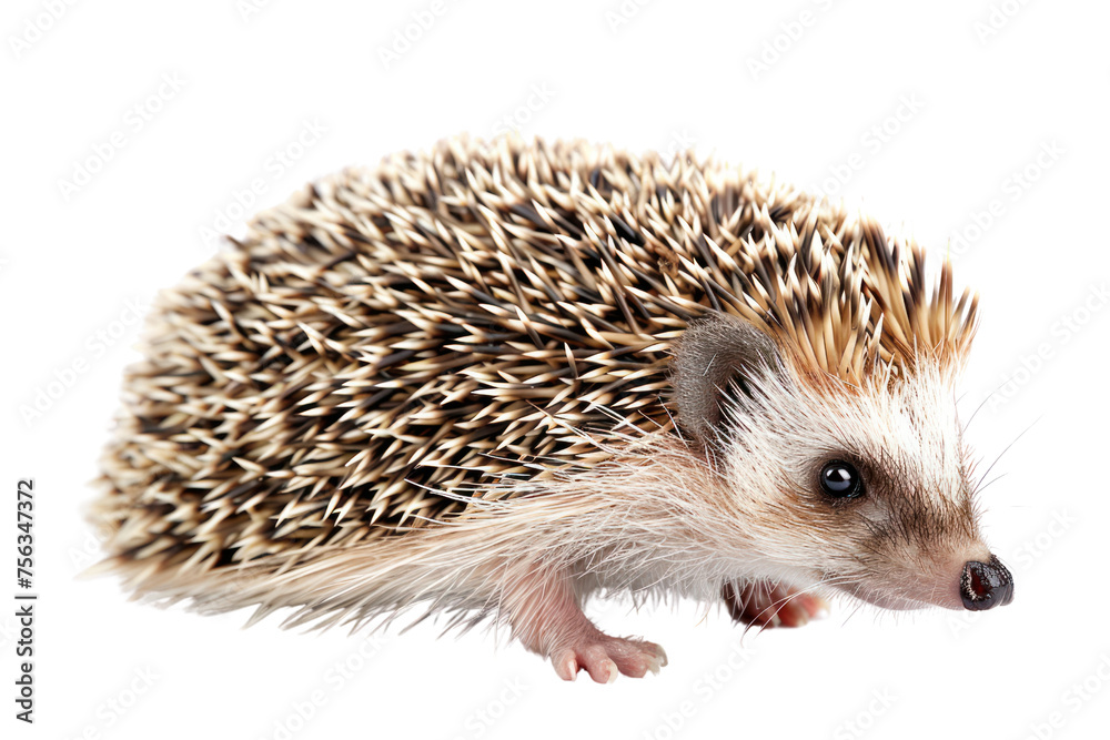Fototapeta premium pygmy hedgehog cute pets Stopping walking Has beautiful striped fur