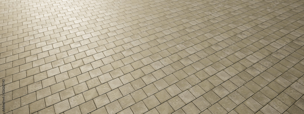 Obraz premium Concept or conceptual solid beige background of square pavement texture floor as a modern pattern layout. A 3d illustration metaphor for construction, architecture, urban and interior design
