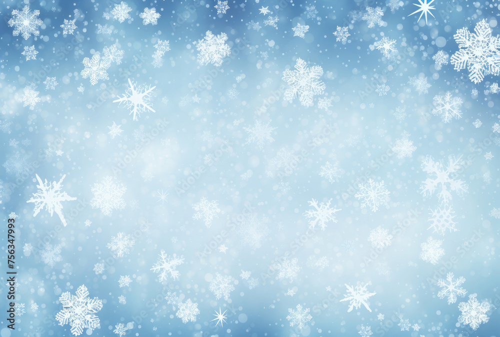 Blue Background With White Snowflakes