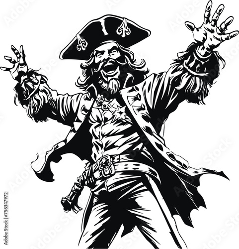 Pirate in head, Pirate Vector illustration on white background