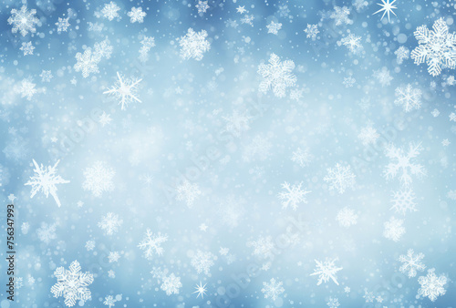 Blue Background With White Snowflakes