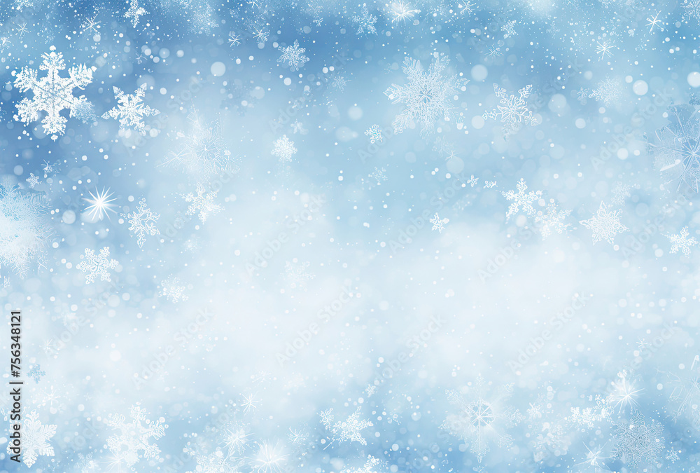 Blue and White Background With Snow Flakes