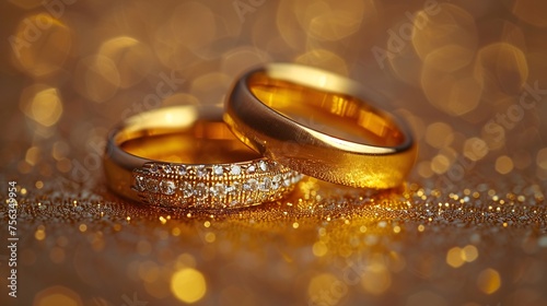 hyper realistic photo of yellow wedding rings with simple isolated background