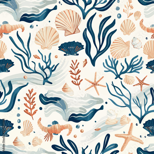 Sea seamless pattern 4, seamless pattern, vector, tiling