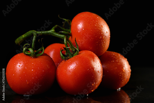 Fresh ripe red tomatoes branch