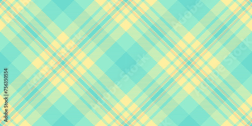 Art fabric background plaid, tracery check textile pattern. Fluffy texture vector tartan seamless in mint and yellow colors.