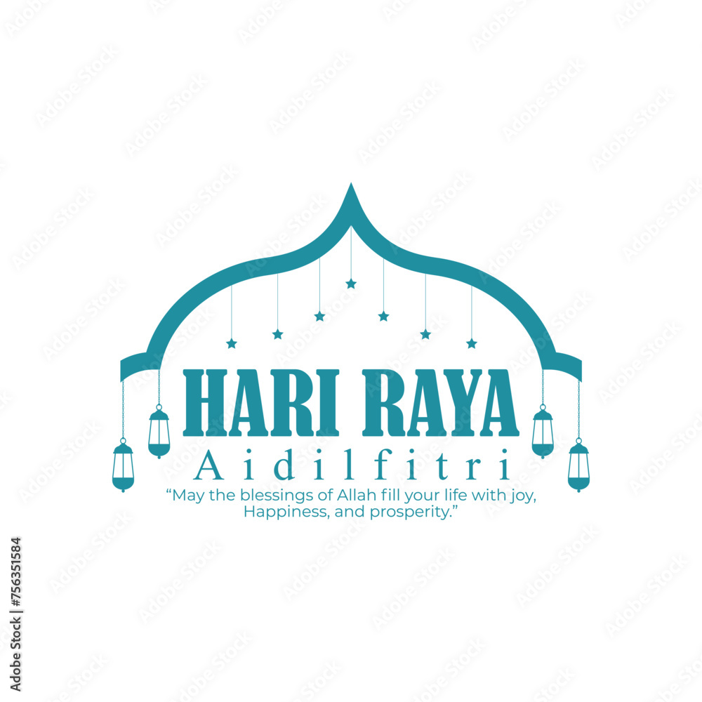 Vector illustration of Hari Raya Aidilfitri social media feed template