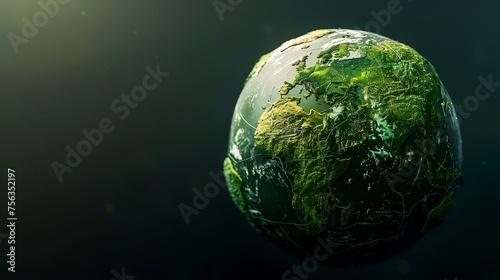 Globe in the moss. Environment conservation concept. 3D rendering