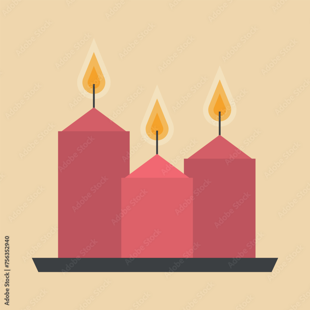 Vector set of burning candles flat vector illustration Vector set of burning candles flat vector illustration
