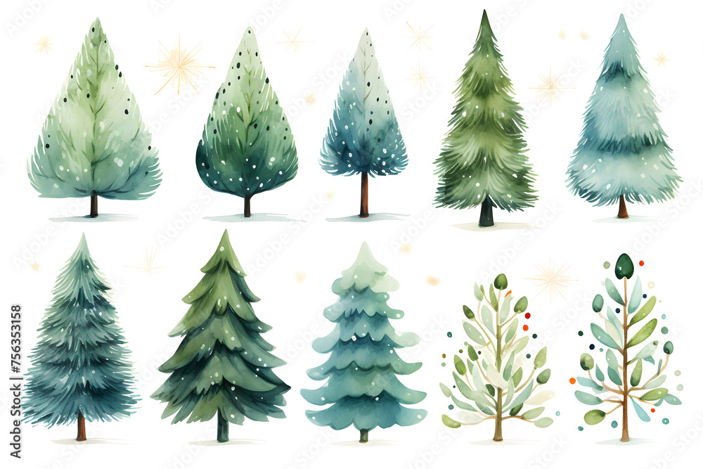 Fototapeta premium christmas trees set