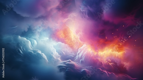 Colorful abstract space nebula and cloud background with vibrant colors for design and decoration