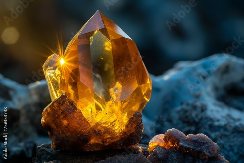 A symbol of hope and health, an ancient yellow jade gem topaz.  generative ai