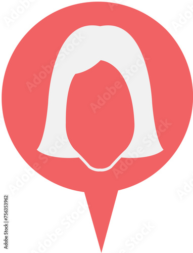 Woman outline character in map pointer pin, toilet sign, graphic design no background 