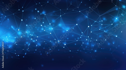 Artificial Neurons Glowing in Blue on Dark Blue Background, Symbolizing Neural Network: Illustrating the Complexity and Connectivity of Artificial Intelligence