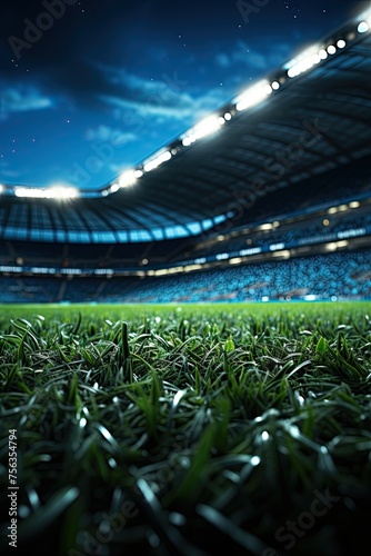 football stadium with lights - soccer field background - grass close up in sports arena - background - generative ai	
