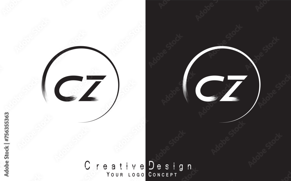CZ letter logo design template vector - obrazy, fototapety, plakaty 