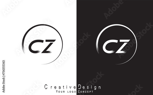 CZ letter logo design template vector