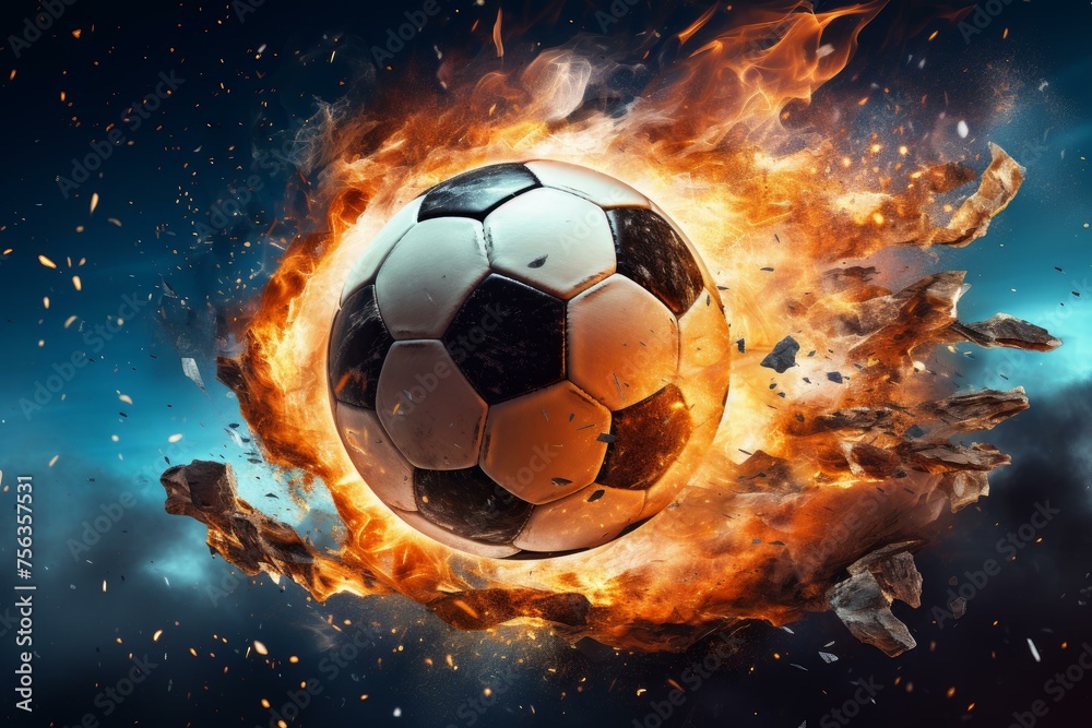 Fototapeta premium Robust Soccer ball net. Stadium sport team. Generate Ai