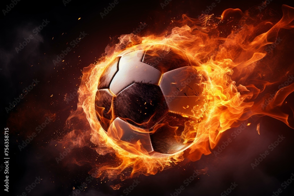Fototapeta premium Exciting Soccer football flame. Goal equipment. Generate Ai
