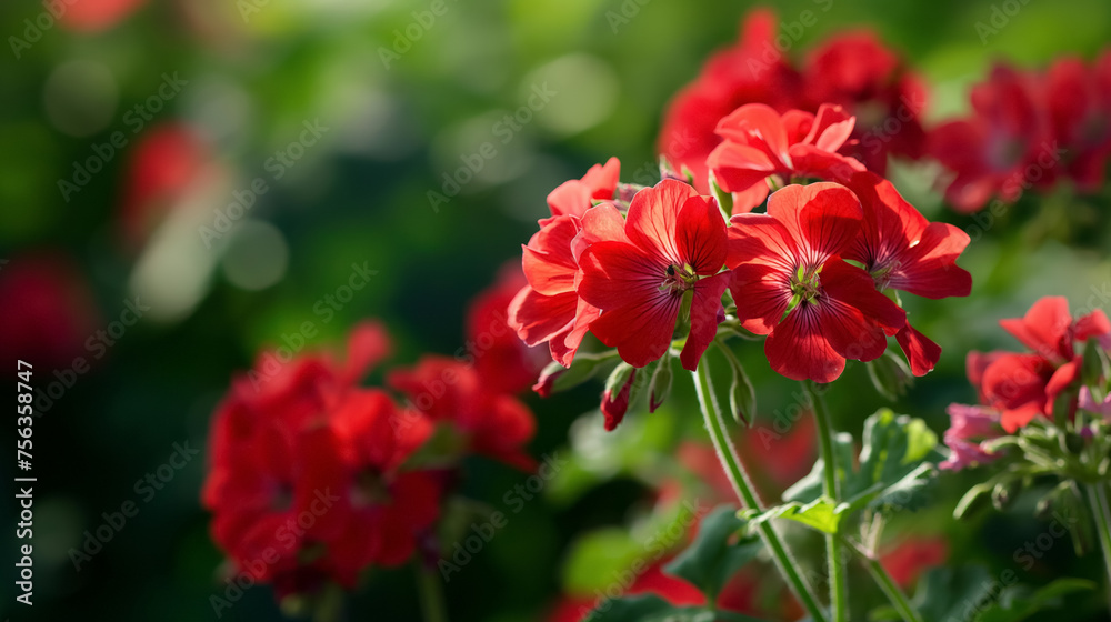 Vibrant red flowers blooming.