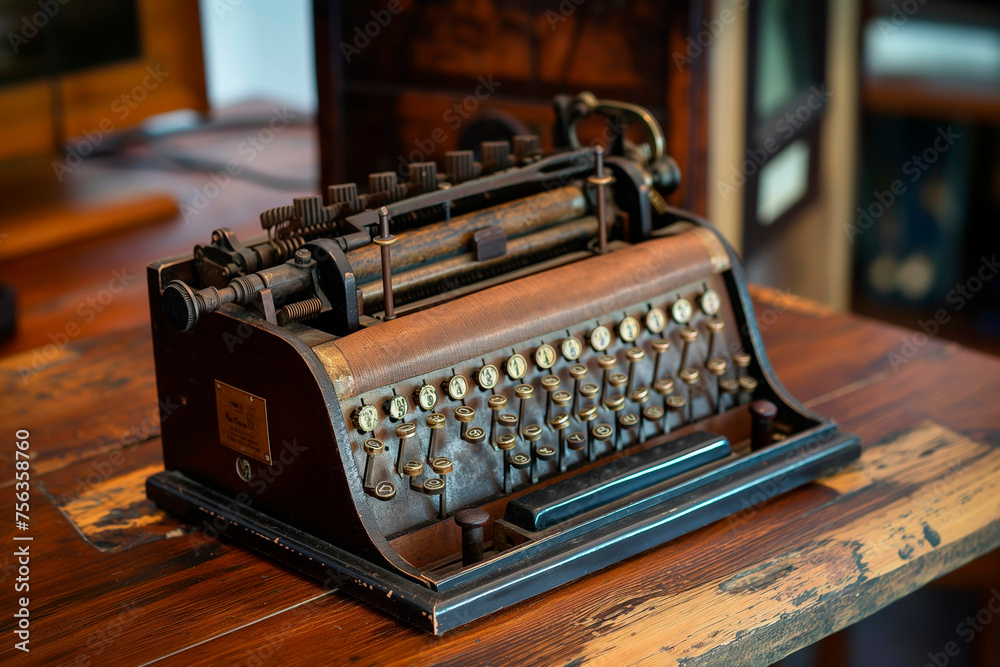 Inspiration from the Past: view of strange old used functional and stylish device placed Inspiration from the Past: view of strange old used functional and stylish device placed