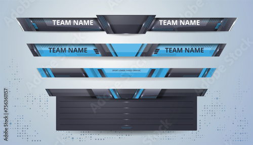 Sport Scoreboard Broadcast Graphic and Lower Thirds Template for soccer and football, vector illustration