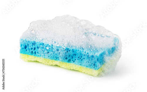 cleaning sponge with soap foam