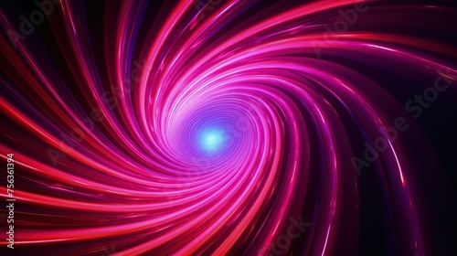 Vivid Pink and Blue Neon Swirls on Abstract Black Background © Mahenz