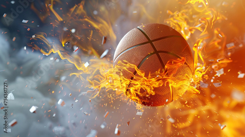 3D basketball explosion dynamic pieces flying © praewpailyn