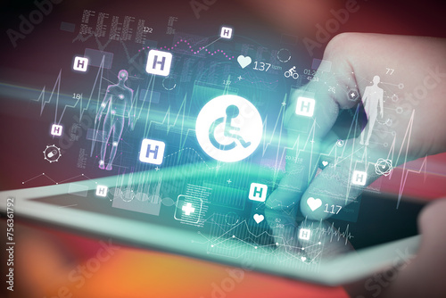 Wallpaper Mural Close-up of a touchscreen with healthcare icons Torontodigital.ca