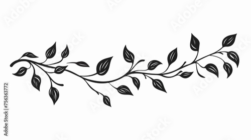 Vector branch with leaves in black lineart. Social m