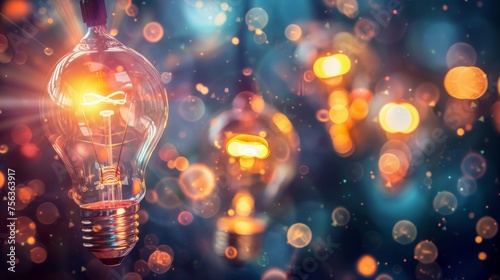 Illuminated Ideas: A Dynamic Burst of Glowing Lightbulbs Symbolizing Creativity and Innovation