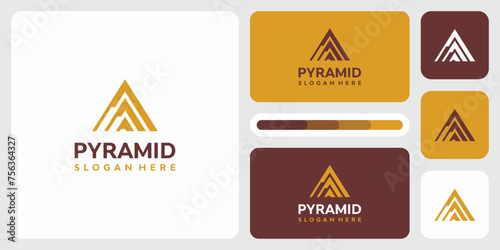 Vector logo design for the initials letter A in a geometric pyramid line shape with a modern, simple, clean and abstract style.