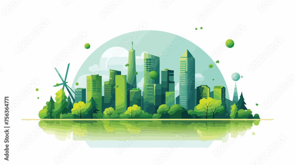 Vector illustration. Eco friendly concept Green city