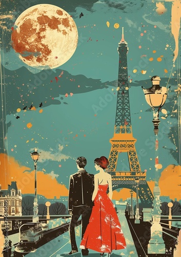 Retro travel poster depicts...