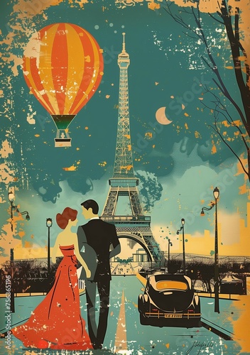 Retro travel poster depicts...