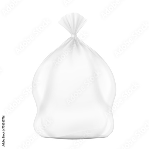 Realistic bag mockup with clip band for chicken, turkey. Vector illustration isolated on white background. Ready and simple to use for your design. EPS10.