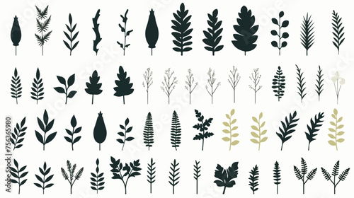 vector plants silhouettes flat vector isolated on white