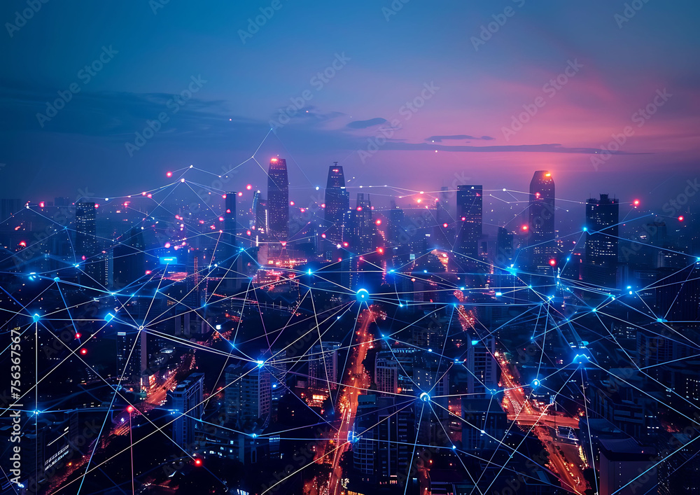 Next-Gen Connectivity: Exploring the Interplay of 5G, Cloud Computing, and Global Connectivity for Smart Cities - obrazy, fototapety, plakaty 