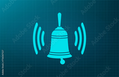 Bell symbol. Vector illustration on a blue background. Eps 10